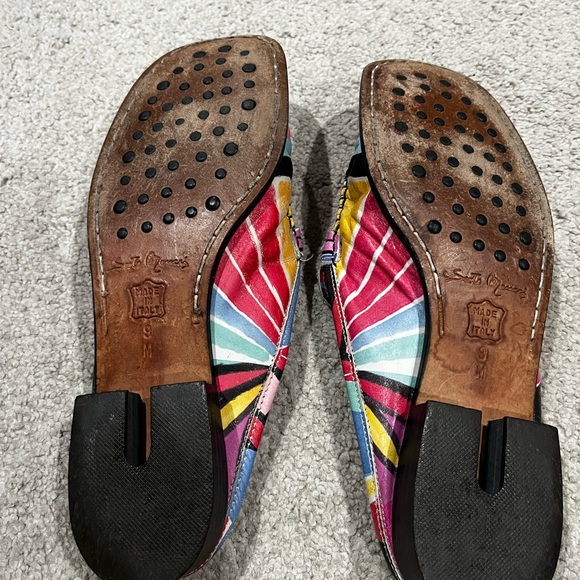 Vintage Sesto Meucci "Love" Graphic Leather Mules, Size 9 Bright Graphics - Picture 5 of 5